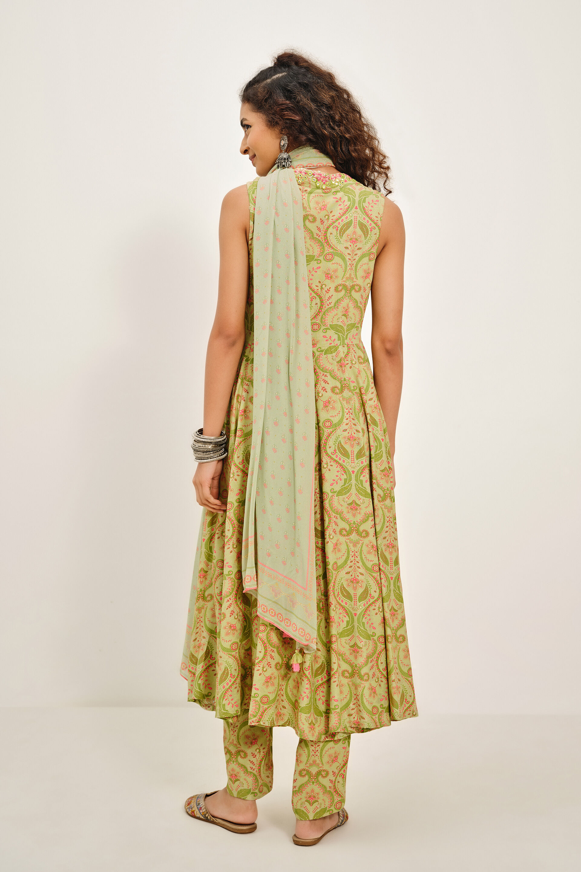 Hariyali Hues Kurta Set, Sage Green, image 6